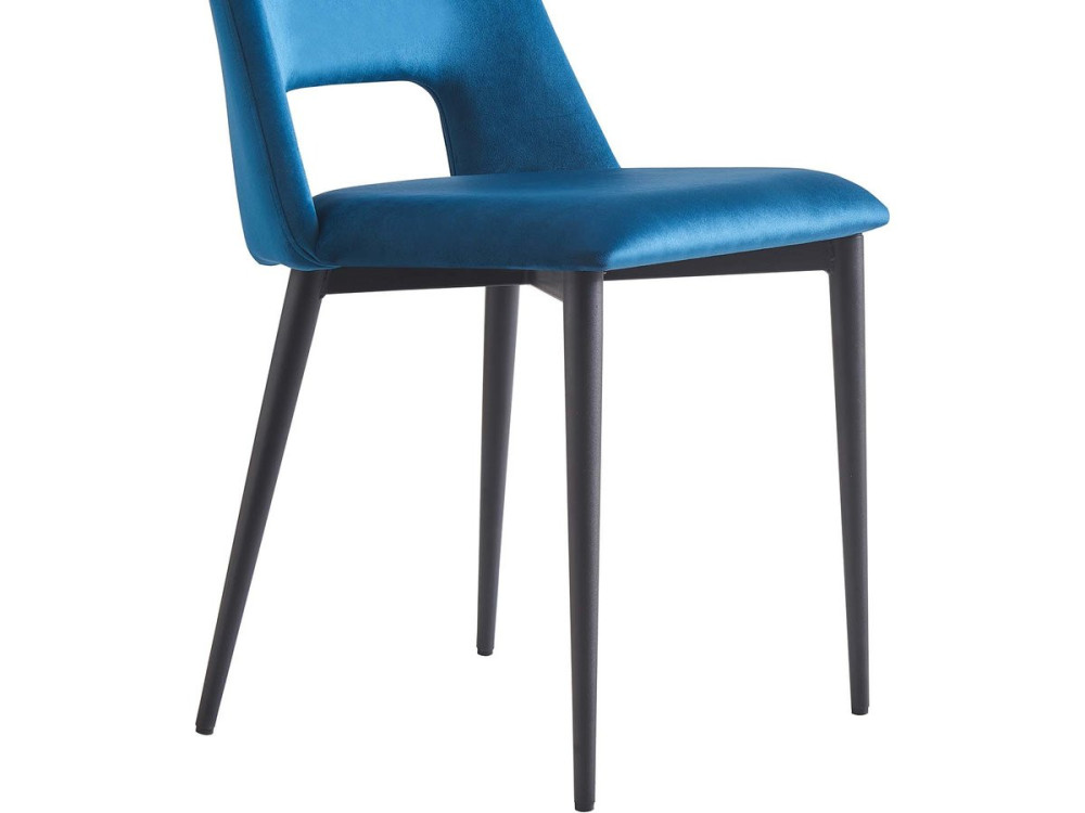Eetkamerstoelen set 2 stuks stoelen velours fluweel "Fedora" - Blauw Donkerblauw
