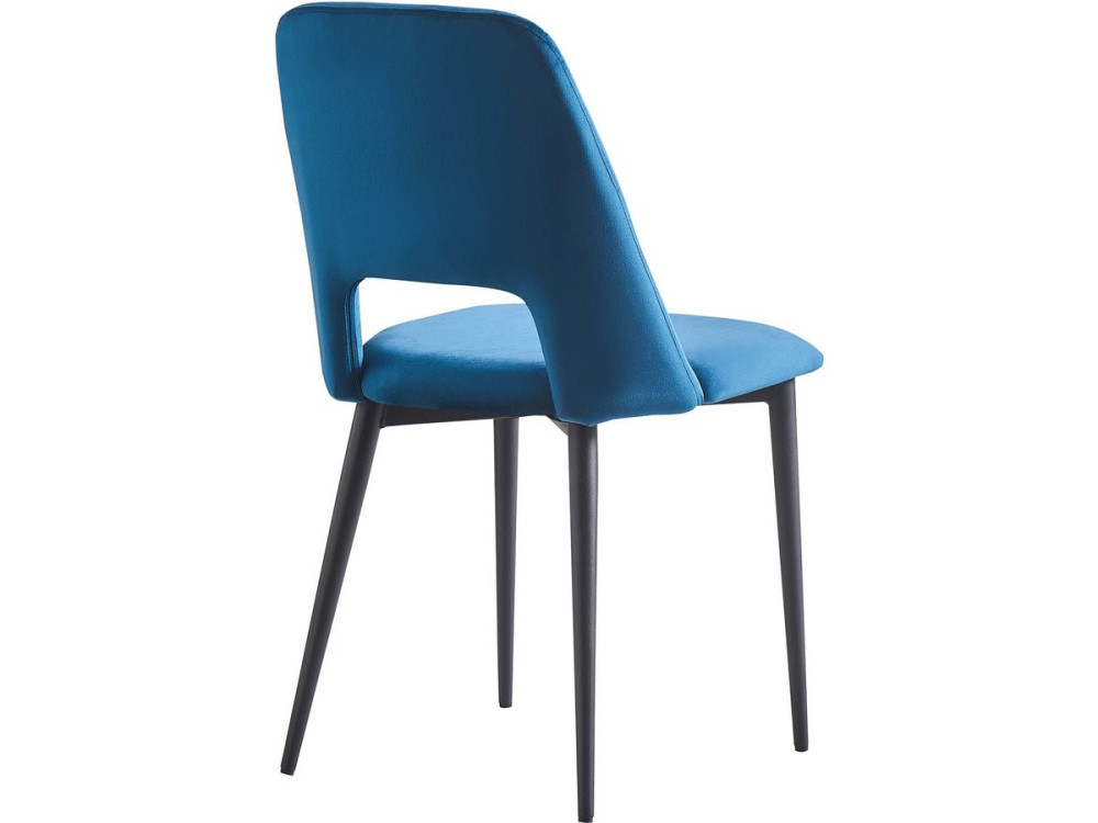 Eetkamerstoelen set 2 stuks stoelen velours fluweel "Fedora" - Blauw Donkerblauw