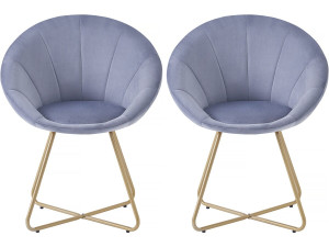 Eetkamerstoelen set 2 stuks stoelen velours fluweel "Rosalie" - Grijs