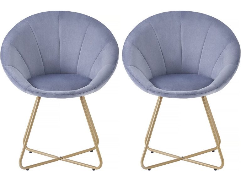 Eetkamerstoelen set 2 stuks stoelen velours fluweel "Rosalie" - Grijs