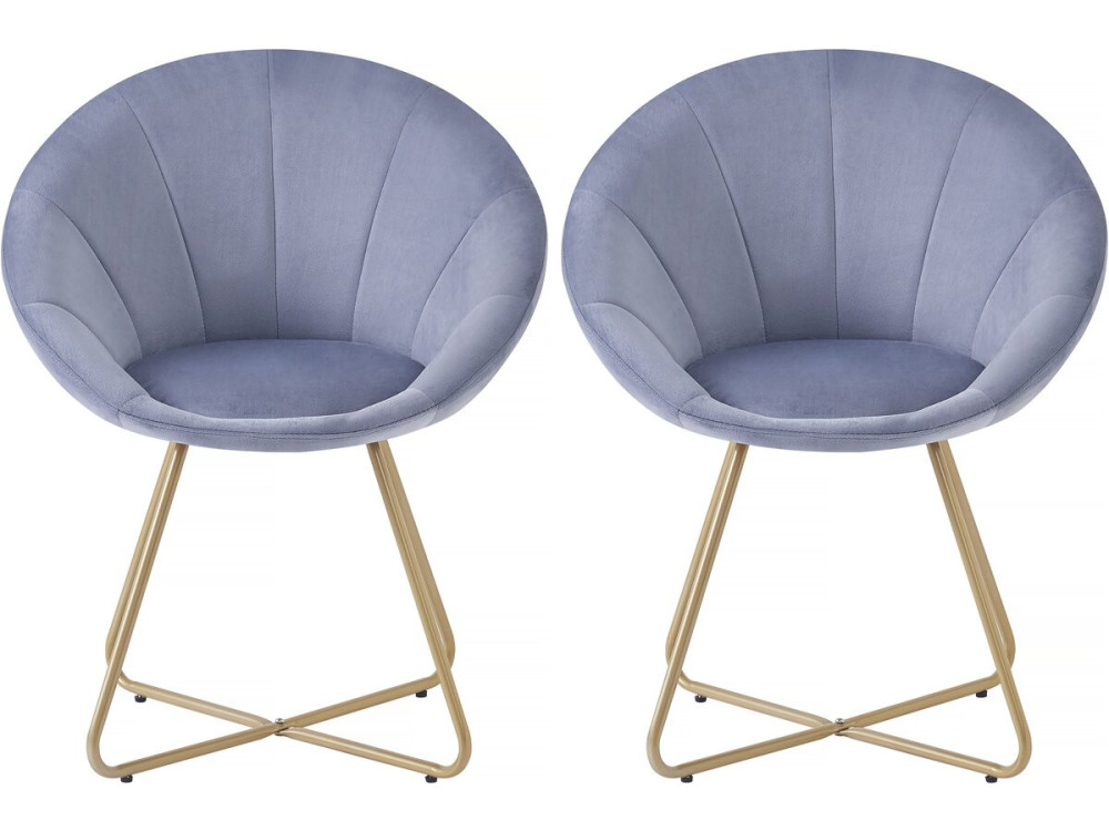 Eetkamerstoelen set 2 stuks stoelen velours fluweel "Rosalie" - Grijs