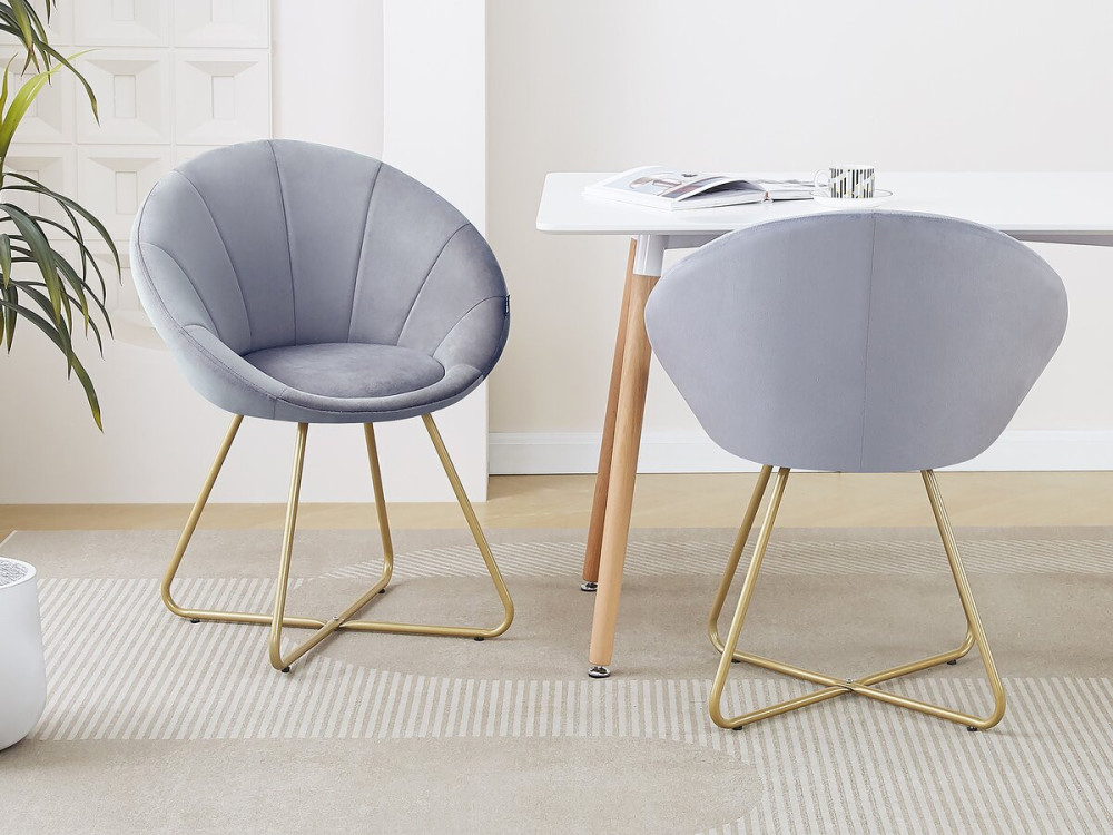 Eetkamerstoelen set 2 stuks stoelen velours fluweel "Rosalie" - Grijs