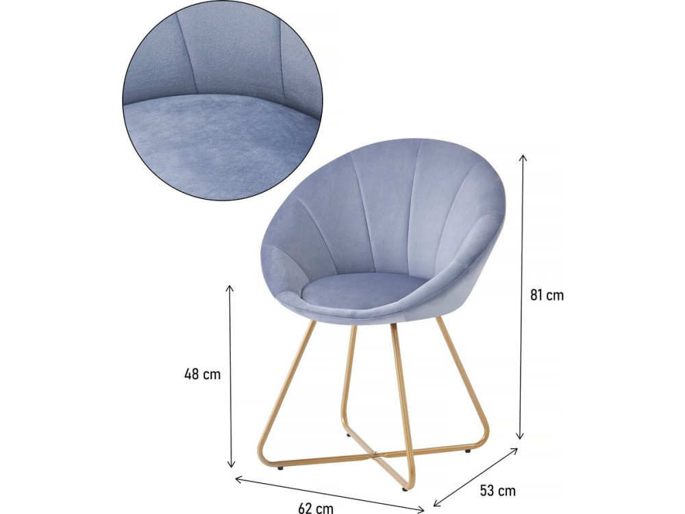 Eetkamerstoelen set 2 stuks stoelen velours fluweel "Rosalie" - Grijs