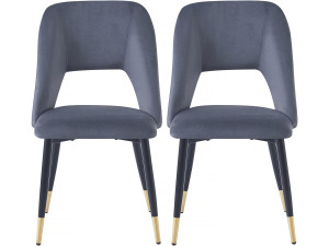 Eetkamerstoelen set 2 stuks stoelen velours fluweel "Coralie" - Grijs