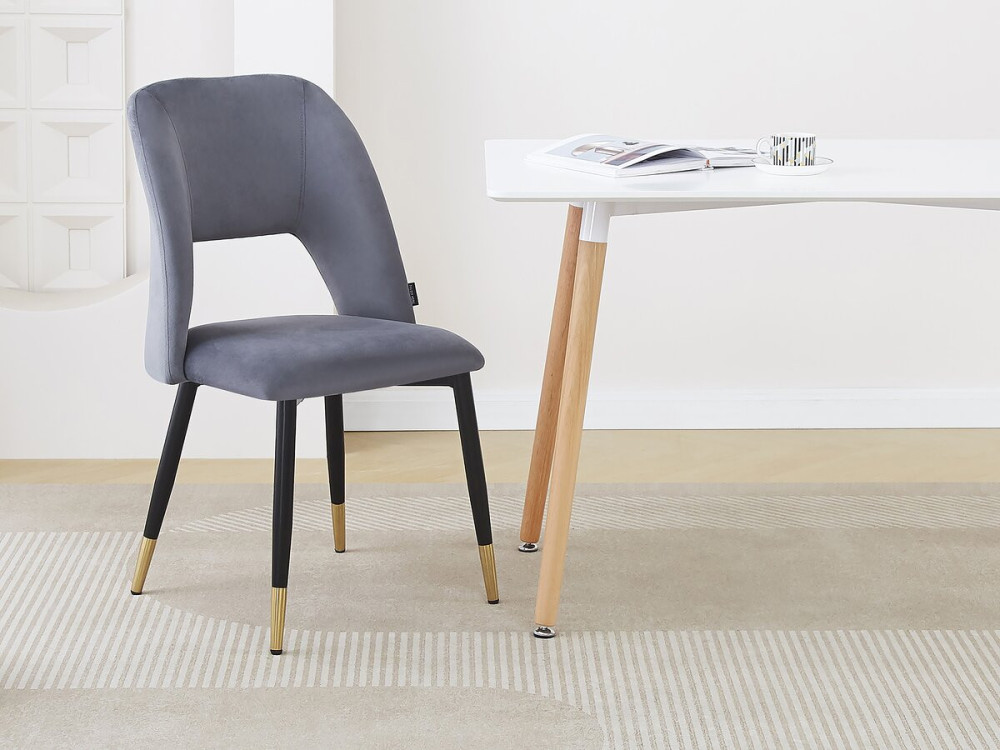 Eetkamerstoelen set 2 stuks stoelen velours fluweel "Coralie" - Grijs