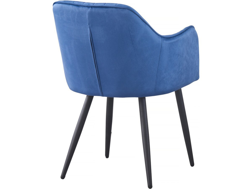 Stoelen set 2 stuks eetkamerstoelen met armleuning velours fluweel "Velma" - Blauw