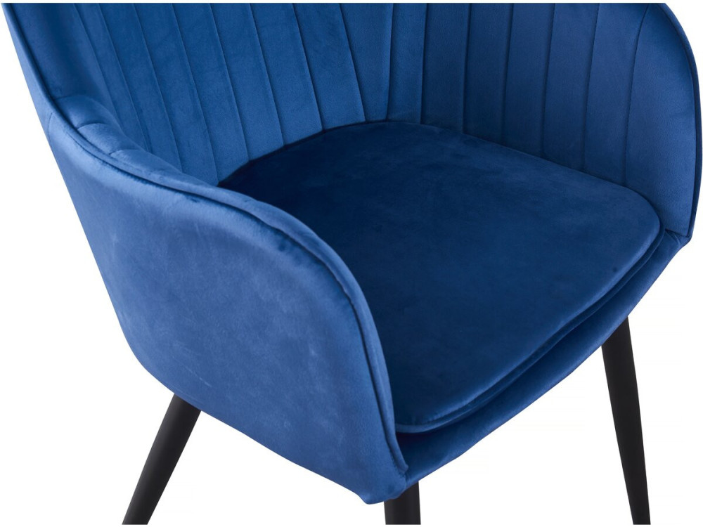 Stoelen set 2 stuks eetkamerstoelen met armleuning velours fluweel "Velma" - Blauw