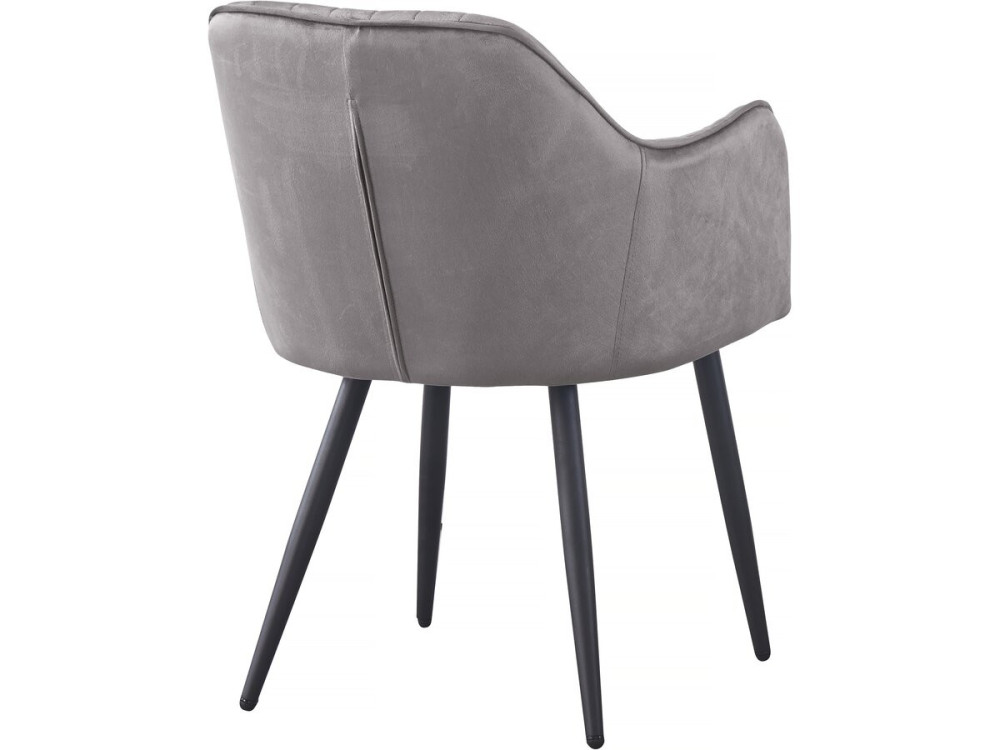 Stoelen set 2 stuks eetkamerstoelen met armleuning velours fluweel "Velma" - Grijs