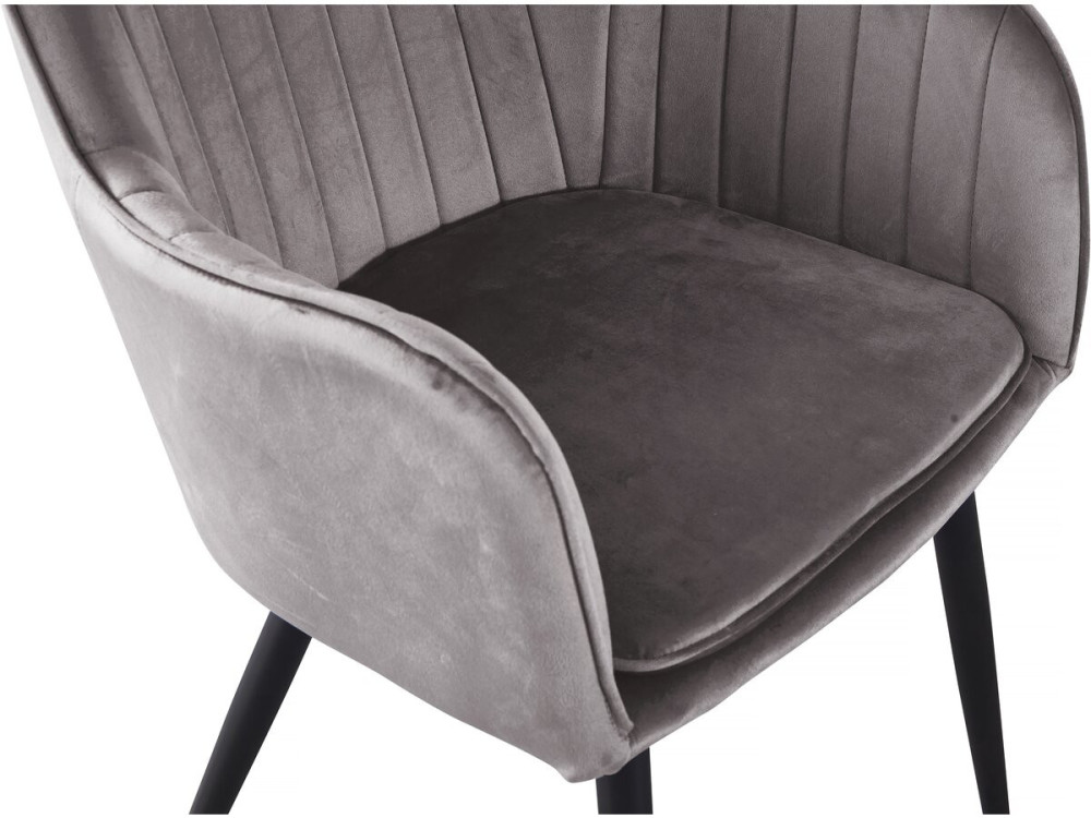 Stoelen set 2 stuks eetkamerstoelen met armleuning velours fluweel "Velma" - Grijs