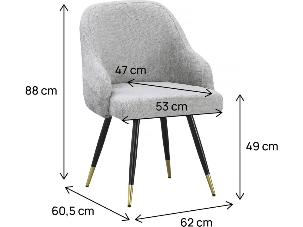Set van 2 stoffen stoelen "Harmony" - 54 x 57 x 90 cm - Beige