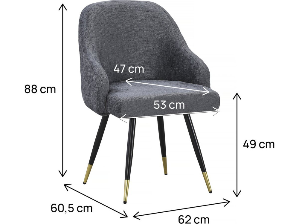Set van 2 stoffen stoelen "Harmony" - 54 x 57 x 90 cm - Grijs