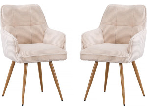 Set van 2 gebreide fluwelen stoelen "Mayra" - 60 x 56 x 88 cm - Beige