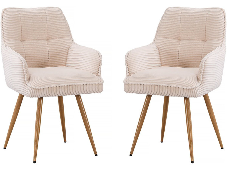 Set van 2 gebreide fluwelen stoelen "Mayra" - 60 x 56 x 88 cm - Beige