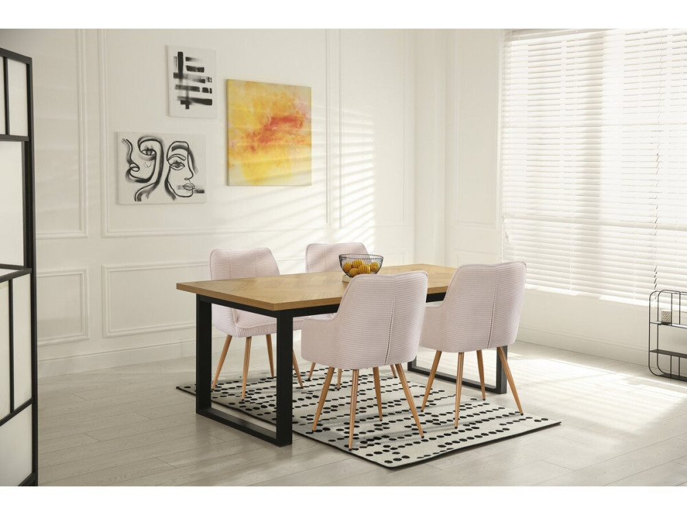 Set van 2 gebreide fluwelen stoelen "Mayra" - 60 x 56 x 88 cm - Beige
