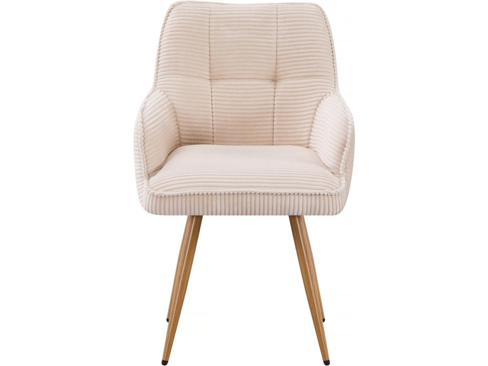 Set van 2 gebreide fluwelen stoelen "Mayra" - 60 x 56 x 88 cm - Beige