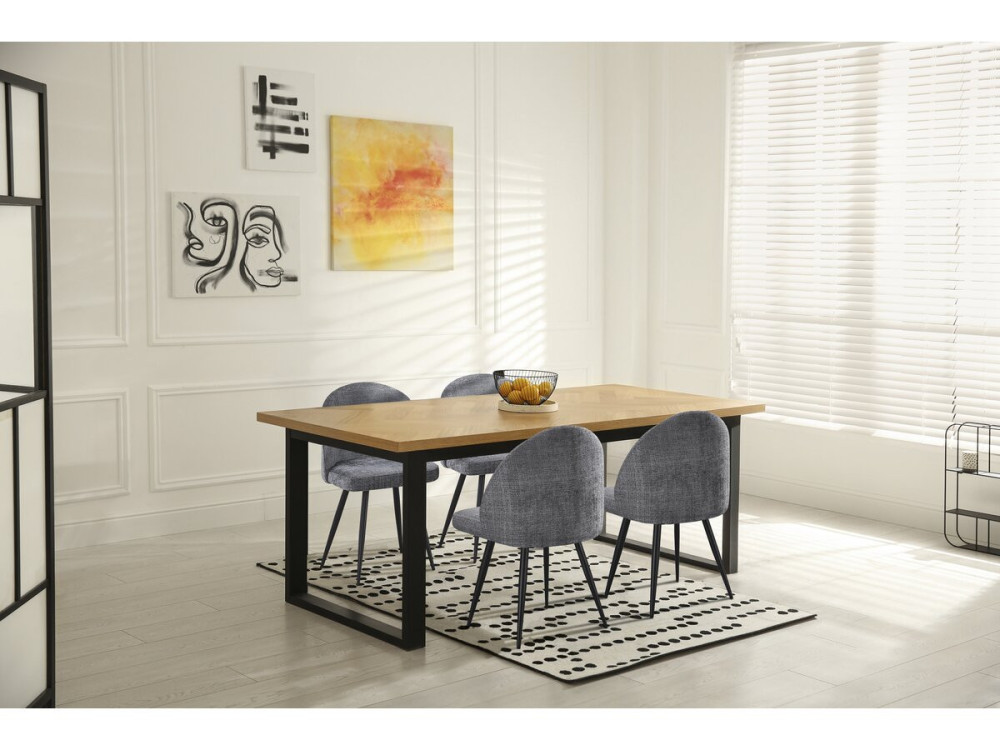 Set van 2 stoffen stoelen "Samuel" - 53 x 51 x 82 cm - Grijs
