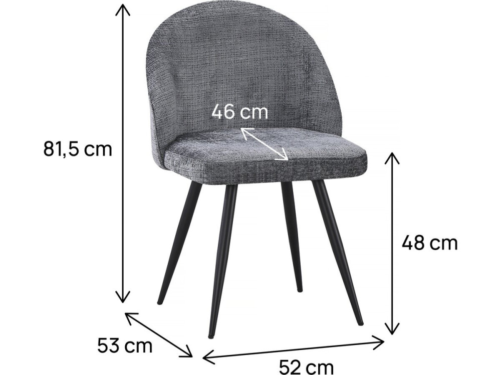 Set van 2 stoffen stoelen "Samuel" - 53 x 51 x 82 cm - Grijs