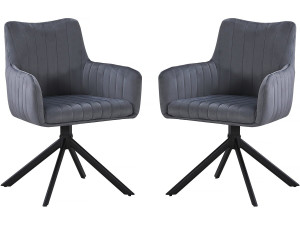 Set van 2 stoffen stoelen "Pharell" - 60 x 61 x 91 cm - Grijs