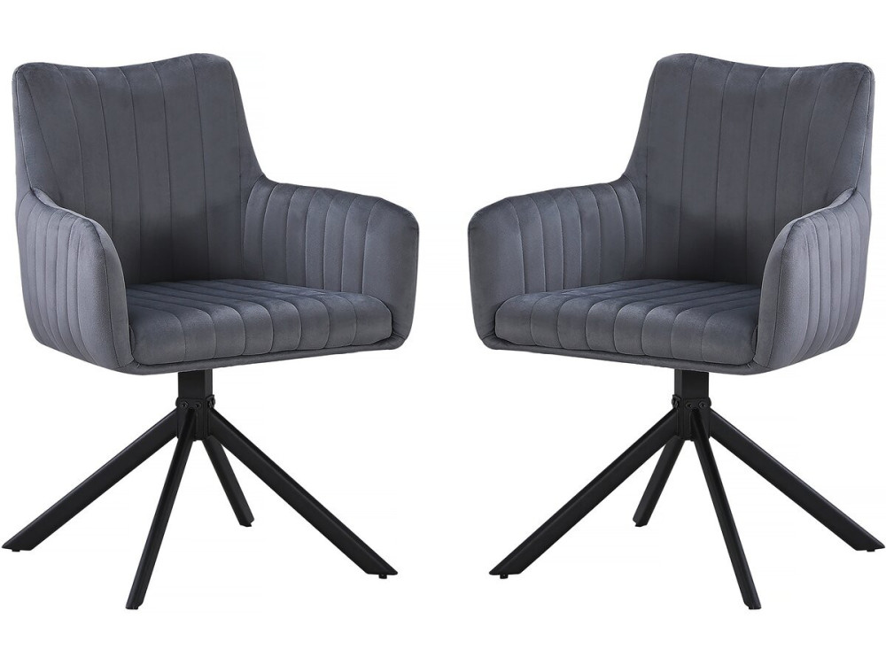 Set van 2 stoffen stoelen "Pharell" - 60 x 61 x 91 cm - Grijs