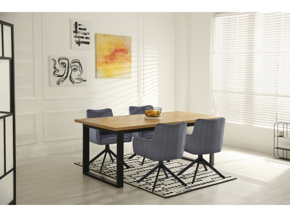 Set van 2 stoffen stoelen "Pharell" - 60 x 61 x 91 cm - Grijs