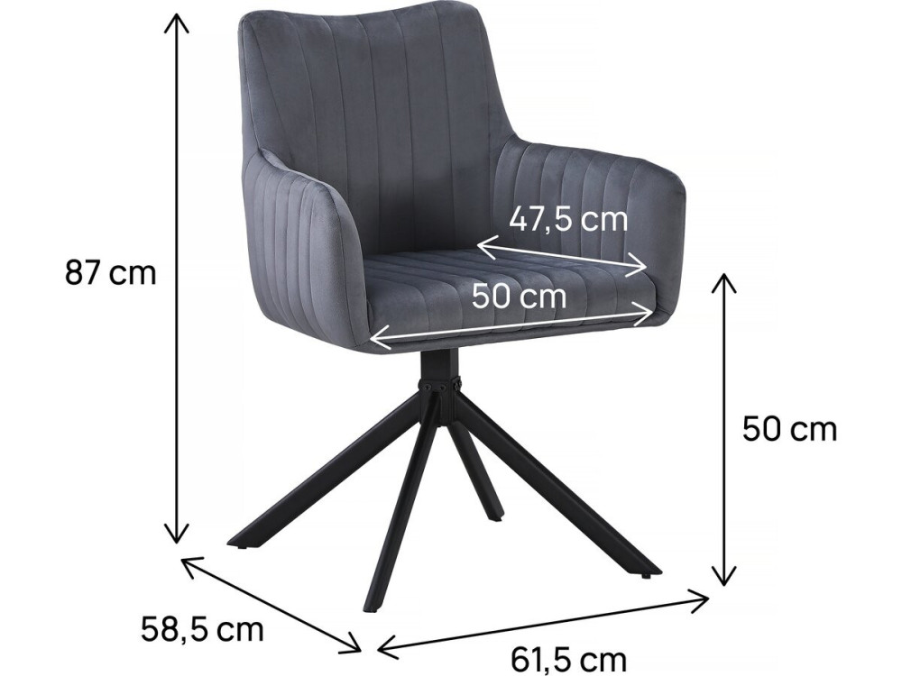 Set van 2 stoffen stoelen "Pharell" - 60 x 61 x 91 cm - Grijs