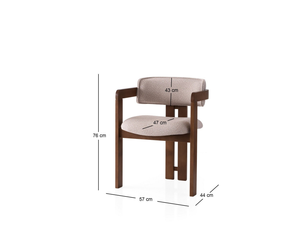 Cozy" houten stoel - 44 x 57 x 76 cm - Notencrème