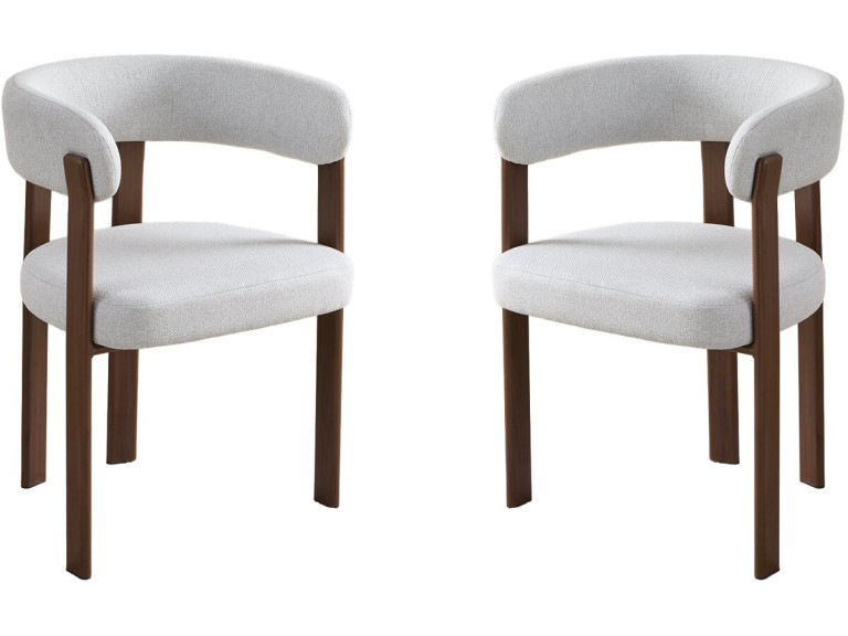 Set van 2 "Opale" eetkamerstoelen met armleuningen - Lichtgrijs