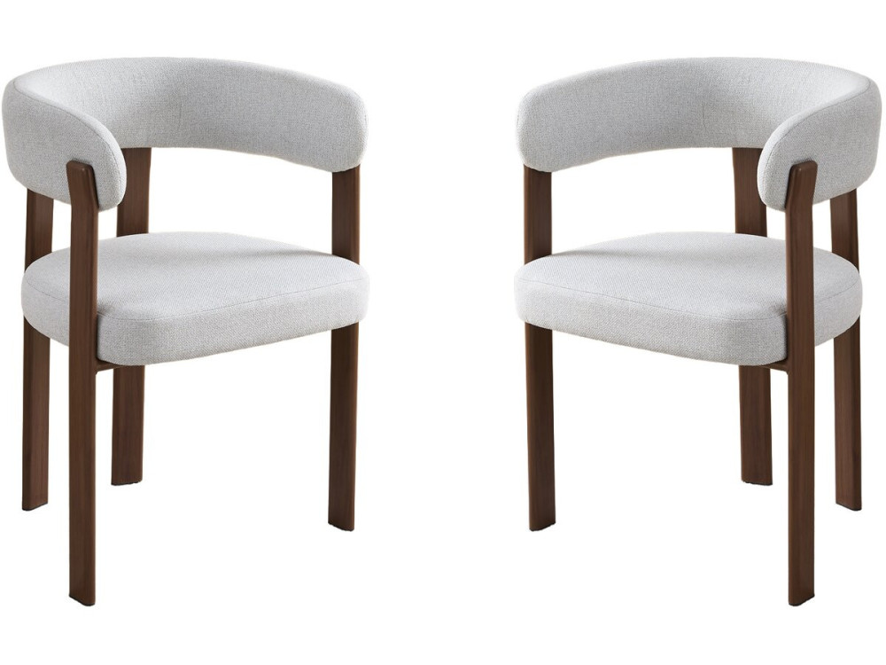 Set van 2 "Opale" eetkamerstoelen met armleuningen - Lichtgrijs