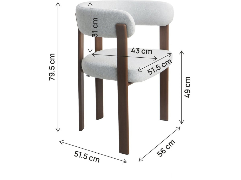 Set van 2 "Opale" eetkamerstoelen met armleuningen - Lichtgrijs
