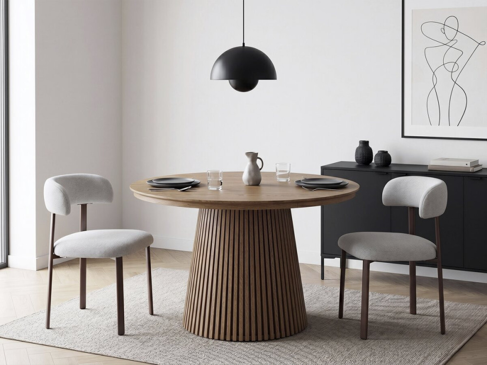 Set van 2 "Aurea" eetkamerstoelen van imitatiehout - Lichtgrijs