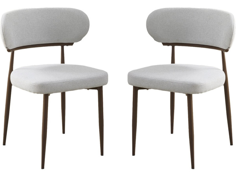 Set van 2 "Elora" eetkamerstoelen van imitatiehout - Lichtgrijs