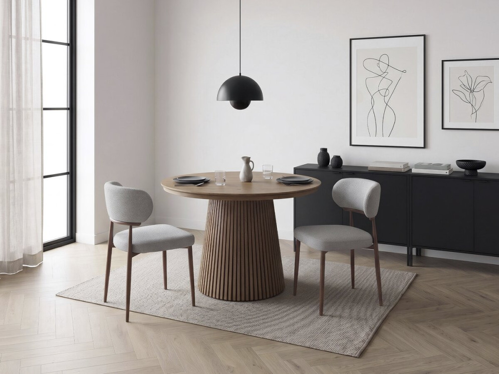 Set van 2 "Elora" eetkamerstoelen van imitatiehout - Lichtgrijs