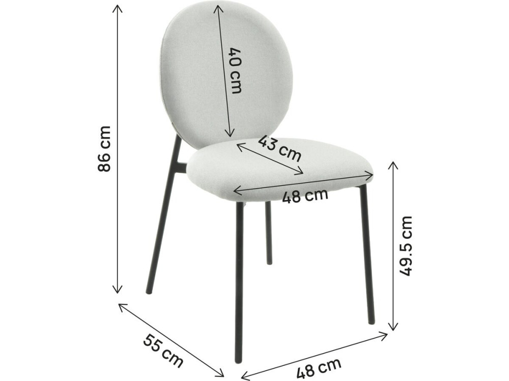 Set van 2 metalen eetkamerstoelen "Perla" - Lichtgrijs