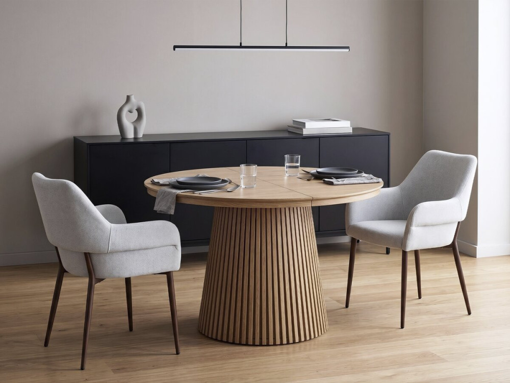 Set van 2 "Jade" eetkamerstoelen met armleuningen - Lichtgrijs