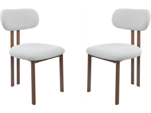Set van 2 "Veralia" eetkamerstoelen van imitatiehout - Lichtgrijs