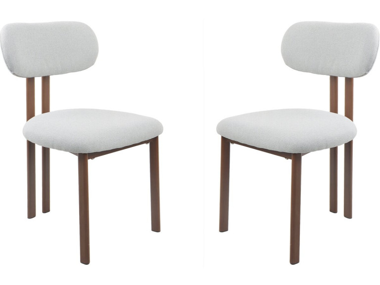 Set van 2 "Veralia" eetkamerstoelen van imitatiehout - Lichtgrijs