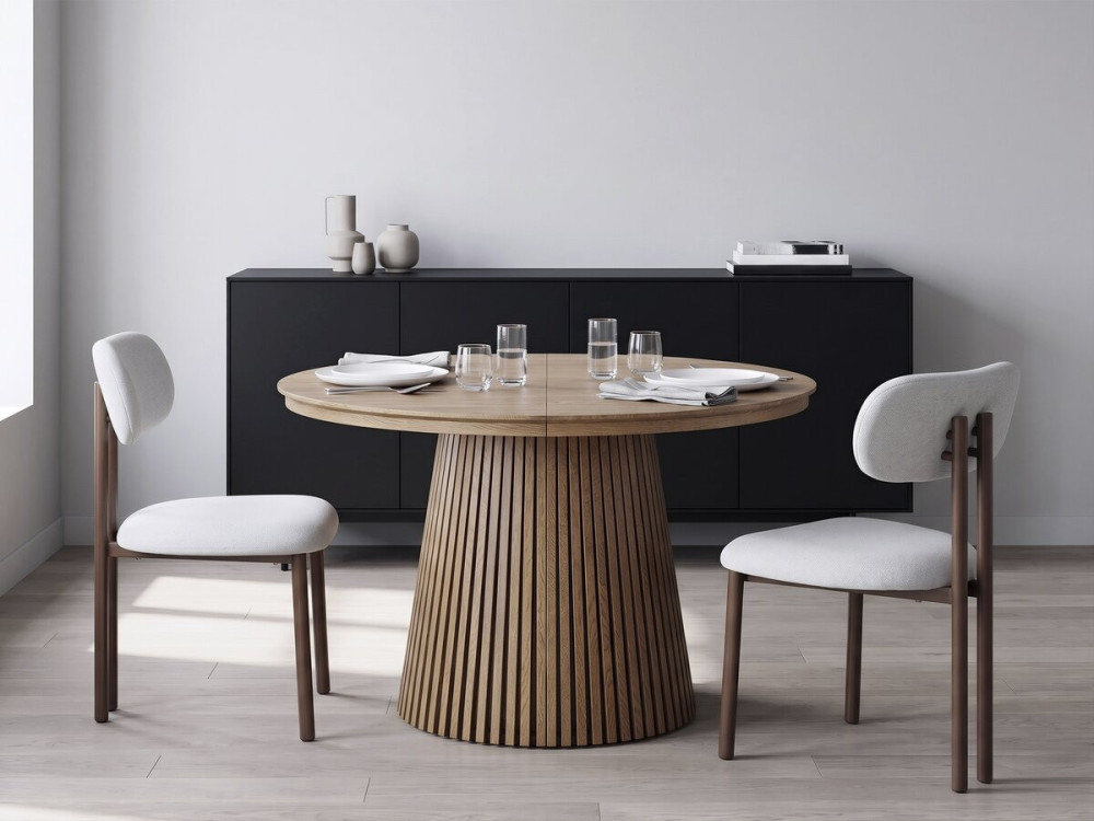 Set van 2 "Veralia" eetkamerstoelen van imitatiehout - Lichtgrijs