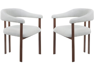 Set van 2 "Serelia" eetkamerstoelen van imitatiehout - Lichtgrijs