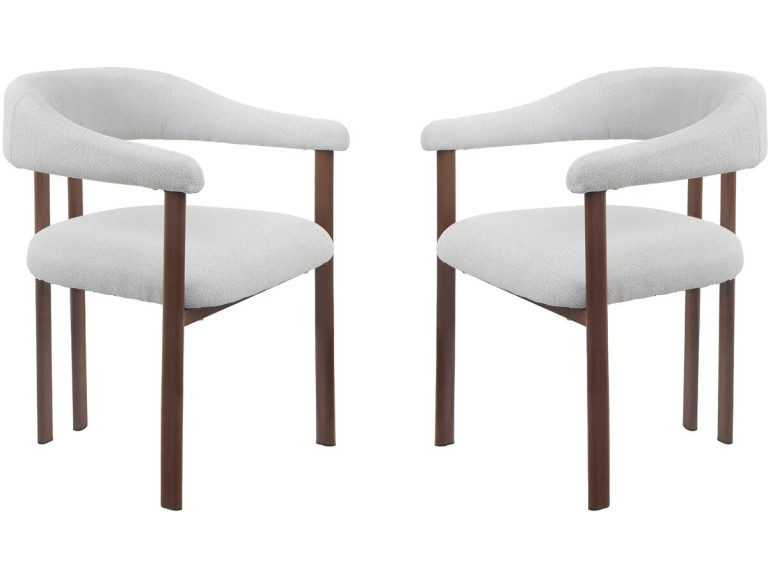 Set van 2 "Serelia" eetkamerstoelen van imitatiehout - Lichtgrijs