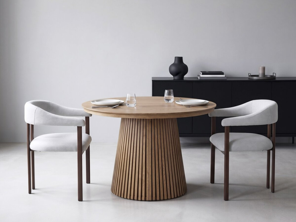 Set van 2 "Serelia" eetkamerstoelen van imitatiehout - Lichtgrijs