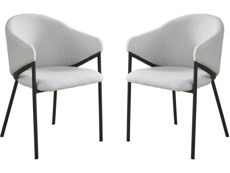 Set van 2 "Auralis" eetkamerstoelen van stof en metaal - Lichtgrijs