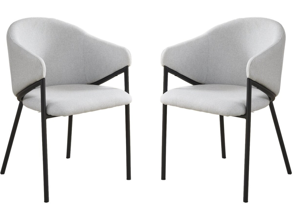 Set van 2 "Auralis" eetkamerstoelen van stof en metaal - Lichtgrijs