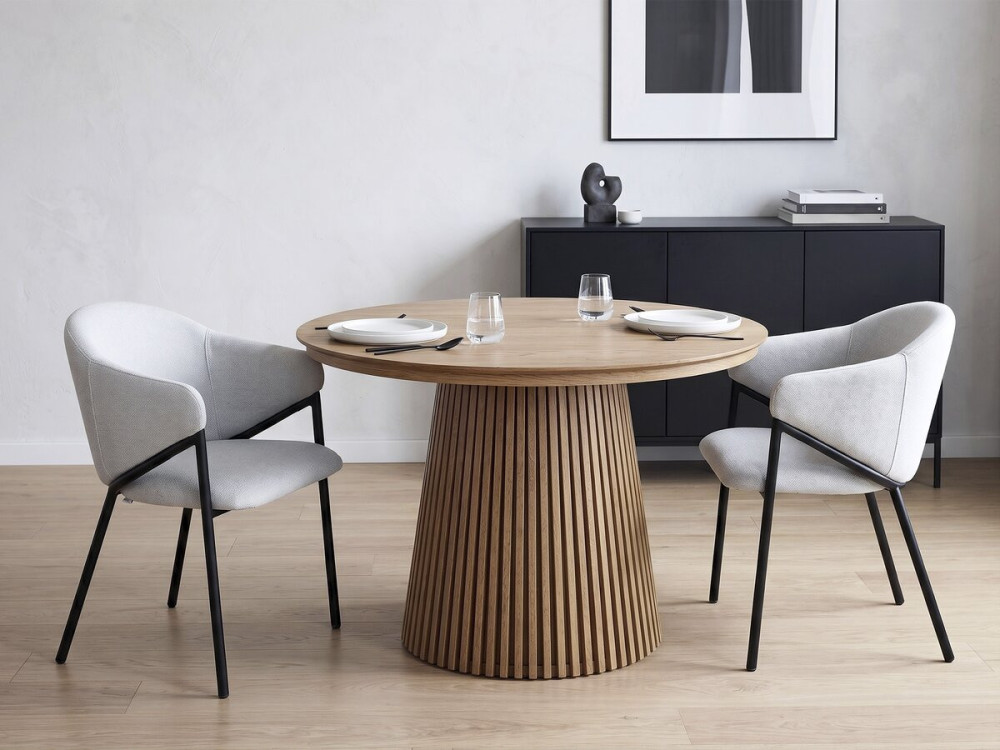 Set van 2 "Auralis" eetkamerstoelen van stof en metaal - Lichtgrijs