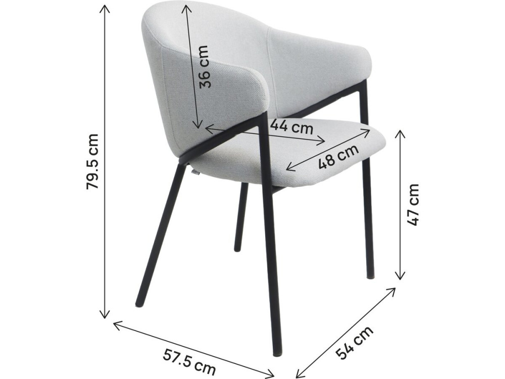 Set van 2 "Auralis" eetkamerstoelen van stof en metaal - Lichtgrijs