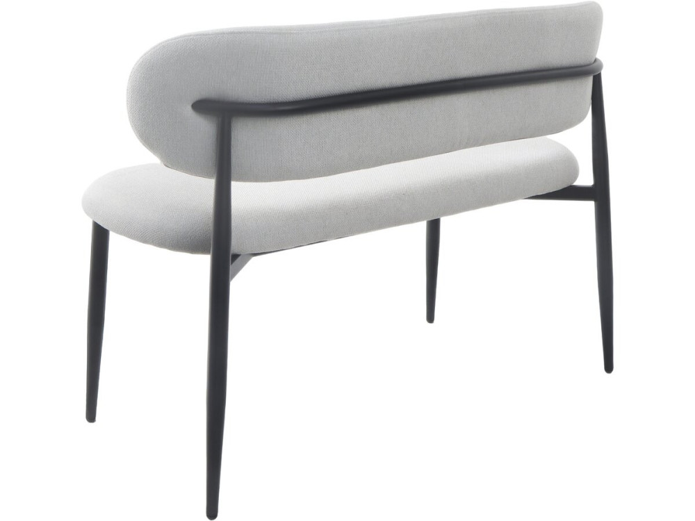 Stoffen eetbank - 110 cm - "Sélène" - 3 zits - Lichtgrijs en Zwart
