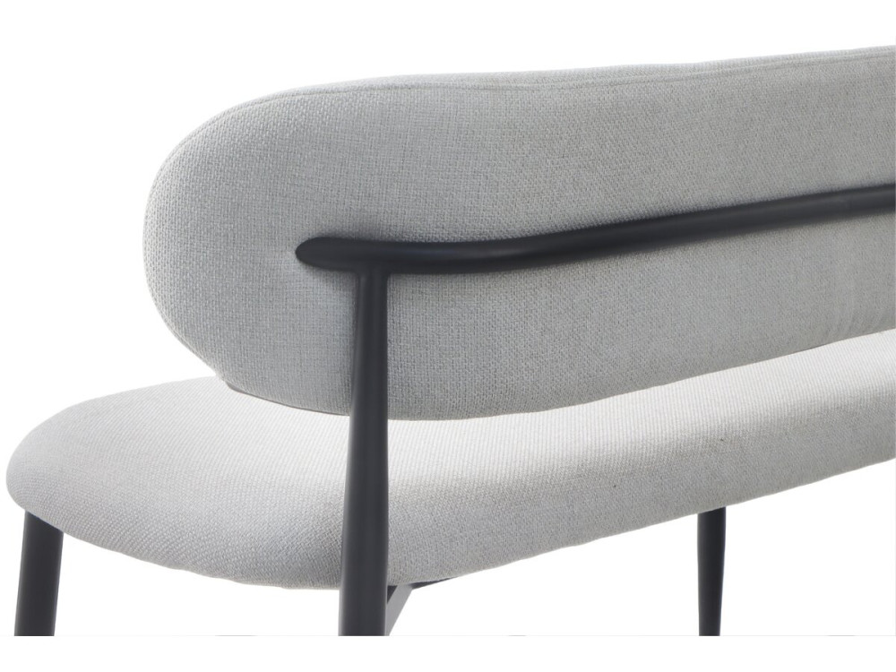 Stoffen eetbank - 110 cm - "Sélène" - 3 zits - Lichtgrijs en Zwart