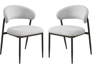 Set van 2 eetkamerstoelen van stof en metaal "Edena" - Lichtgrijs