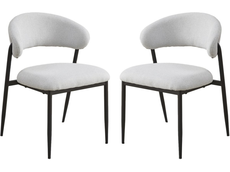 Set van 2 eetkamerstoelen van stof en metaal "Edena" - Lichtgrijs