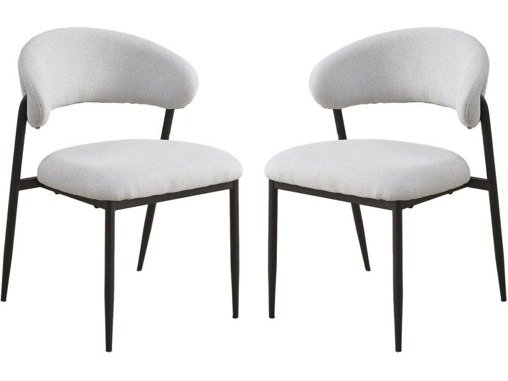 Set van 2 eetkamerstoelen van stof en metaal "Edena" - Lichtgrijs