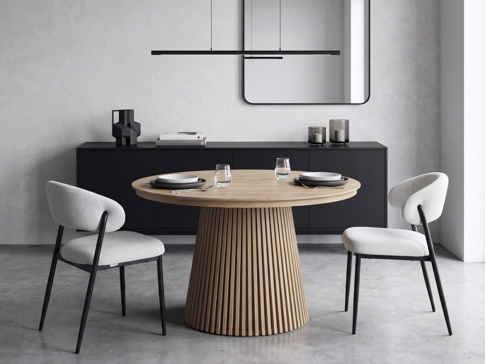 Set van 2 eetkamerstoelen van stof en metaal "Edena" - Lichtgrijs